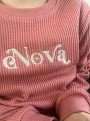 £10 Personalised embroidered Cosy loungewear Set - Ribbed