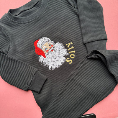 Christmas Personalised embroidered Cosy loungewear Set - Ribbed