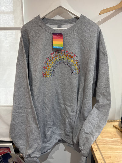 2XL 18/20 grey sweater smiley rainbow