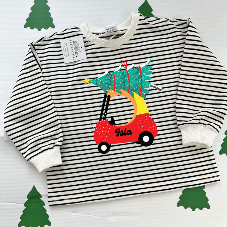 Driving home for Christmas Striped Slouch kids Sweater/Dress