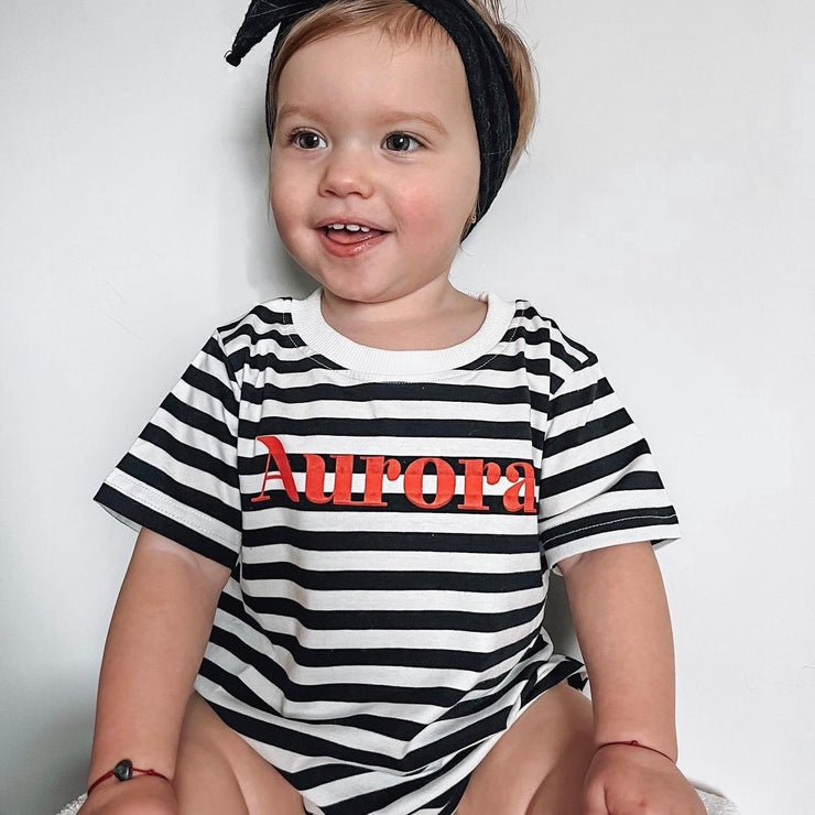 Classic name Personalised Striped Romper