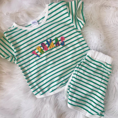 Split colour (Personalised) Striped Summer Set