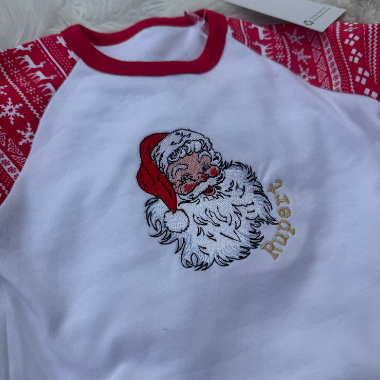 Embroidered vintage santa (personalised) Kids Pyjamas