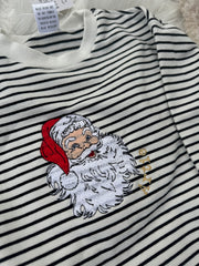 Personalised retro Santa Striped Slouch kids Sweater