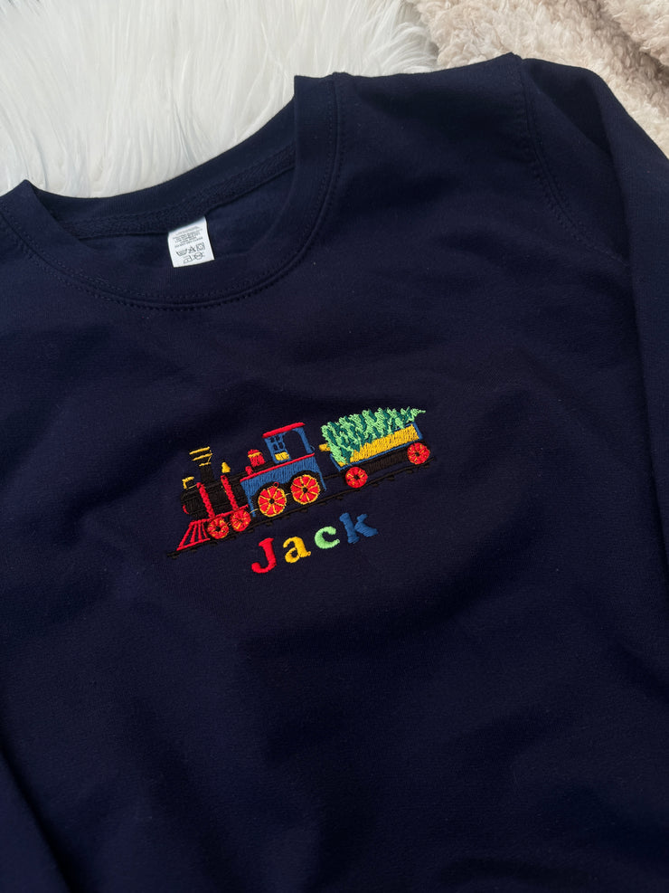 Christmas train personalised embroidered Sweater