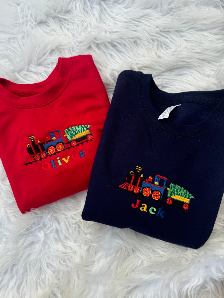 Christmas train personalised embroidered Sweater