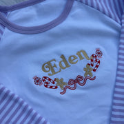 Embroidered candy cane name (personalised) Kids Pyjamas