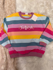 Believe Christmas embroidered Rainbow Kids Jumper