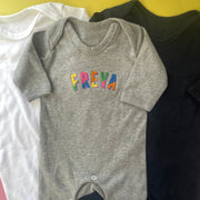 Embroidered name personalised baby romper/Sleepsuit