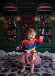 Merry and bright Christmas embroidered Rainbow Kids Jumper