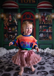 Merry and bright Christmas embroidered Rainbow Kids Jumper