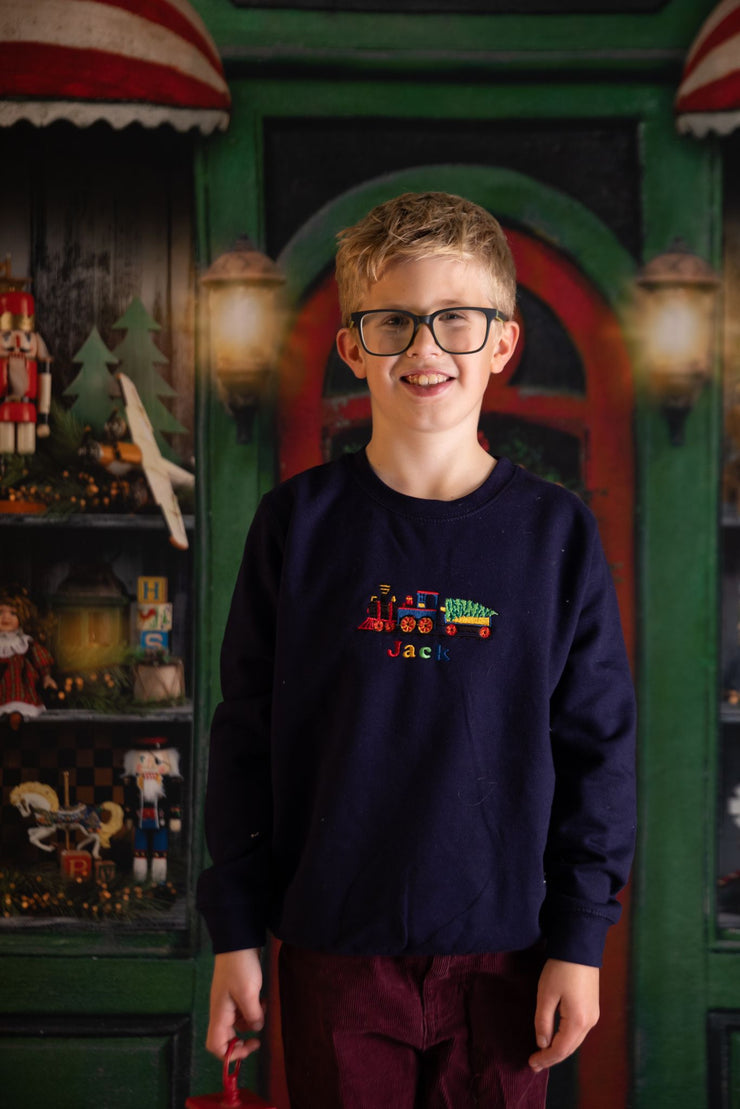 Christmas train personalised embroidered Sweater