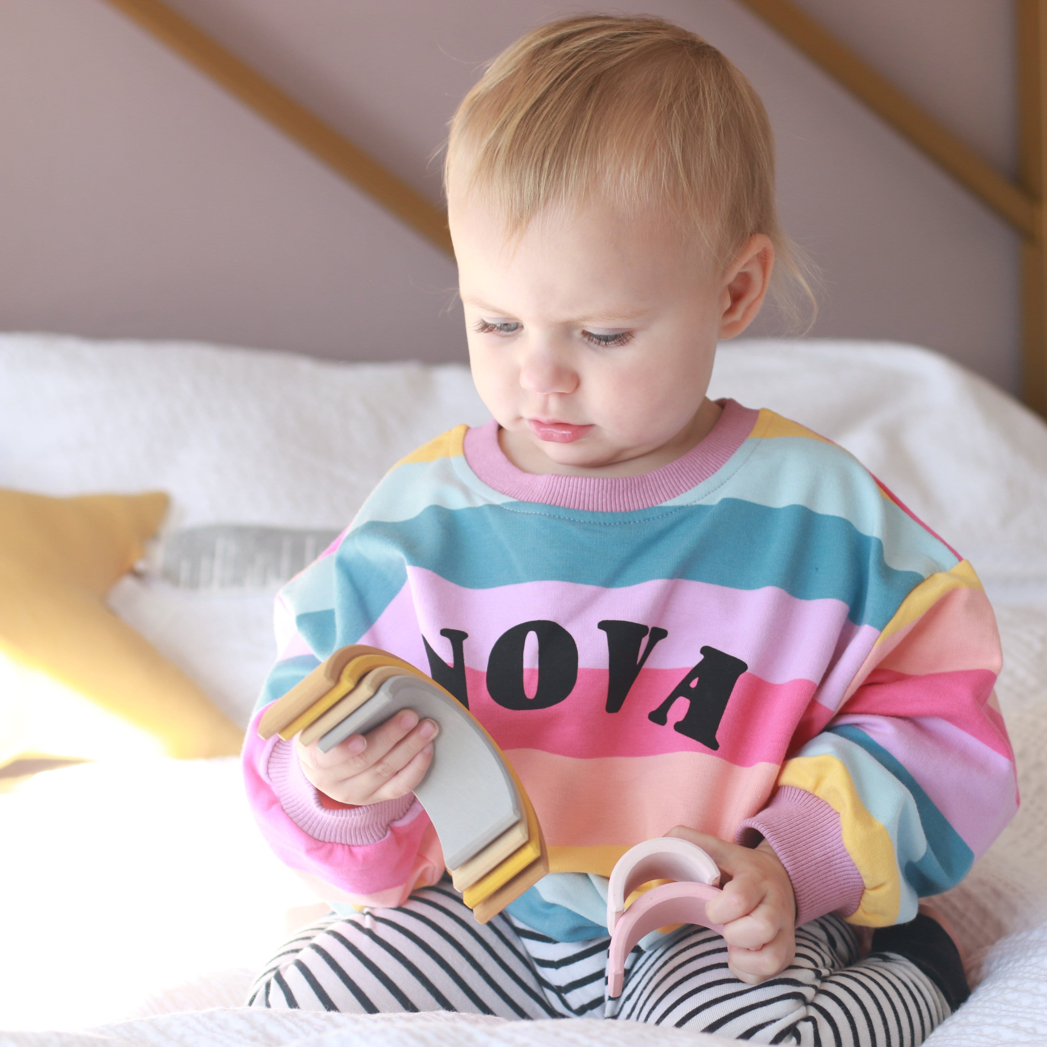 Pastel Rainbow monogram sweatshirt for toddler to adult