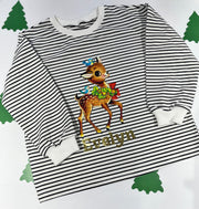 Vintage deer Striped Slouch kids Sweater/Dress