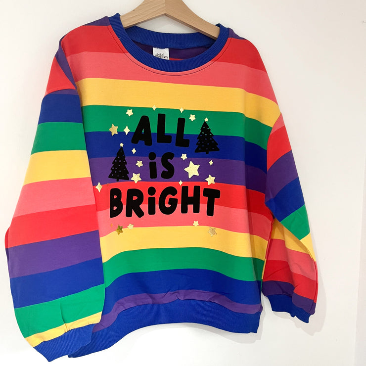 All is bright Christmas Rainbow Kids Jumper