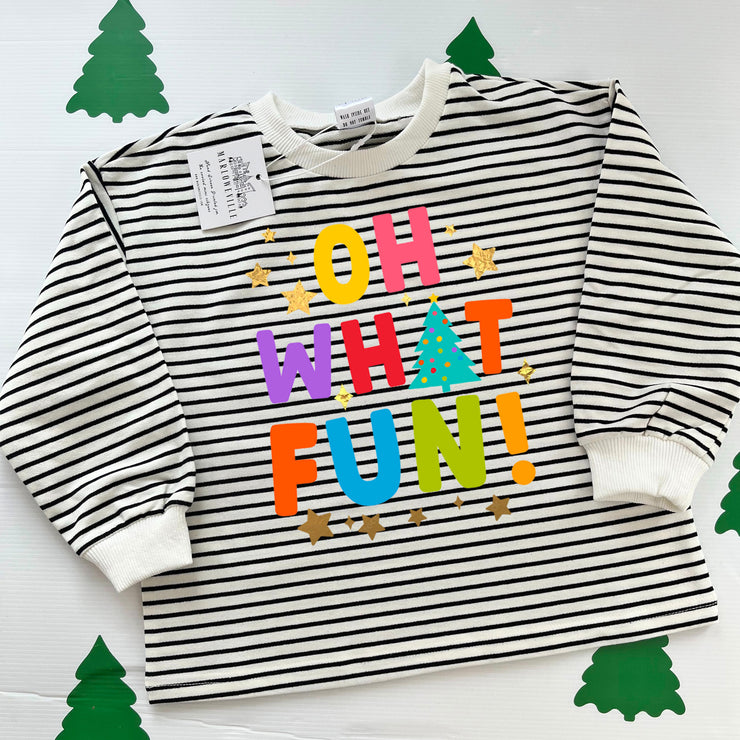 Oh What Fun! Christmas Striped Slouch kids Sweater/Dress