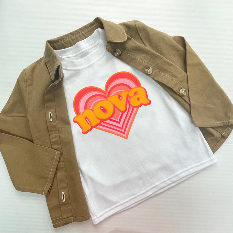 Tenner Tuesday Retro Heart kids white t-shirt