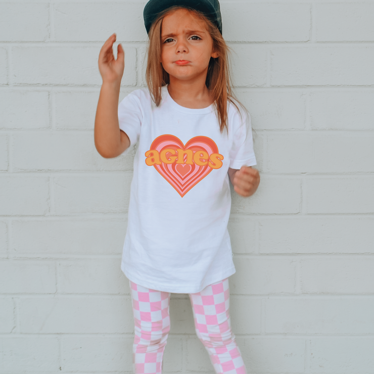 Tenner Tuesday Retro Heart kids white t-shirt